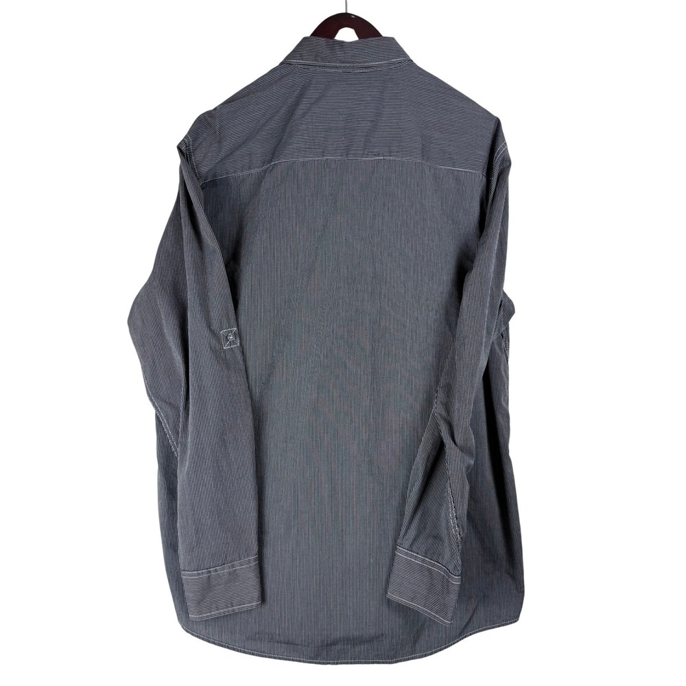 Michael Brandon Button Down Shirt Mens Large Grey Pinstripe Long Sleeve Workwear - Picture 3 of 8